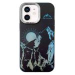For iPhone 12 2 in 1 Aurora Electroplating Frame Phone Case(Sunrise Black)