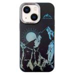 For iPhone 13 2 in 1 Aurora Electroplating Frame Phone Case(Sunrise Black)