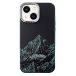 For iPhone 13 2 in 1 Aurora Electroplating Frame Phone Case(Snowy Mountains Black)
