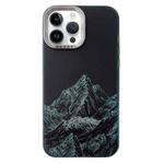 For iPhone 14 Pro 2 in 1 Aurora Electroplating Frame Phone Case(Snowy Mountains Black)