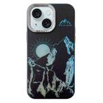 For iPhone 15 2 in 1 Aurora Electroplating Frame Phone Case(Sunrise Black)