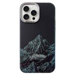 For iPhone 15 Pro 2 in 1 Aurora Electroplating Frame Phone Case(Snowy Mountains Black)