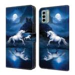 For Nokia G22 Crystal Painted Leather Phone case(White Horse)