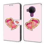 For Nokia 3.4/5.4 Crystal Painted Leather Phone case(Love Peach)