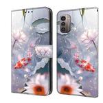 For Nokia G21/G11 Crystal Painted Leather Phone case(Koi)