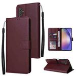 For Samsung Galaxy A55 5G 3-Card Slots Multifunctional Leather Phone Case(Wine Red)