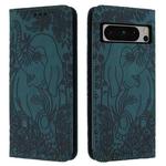 For Google Pixel 8 Pro Retro Elephant Embossed Leather Phone Case(Green)