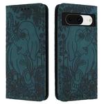 For Google Pixel 8 Retro Elephant Embossed Leather Phone Case(Green)