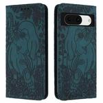 For Google Pixel 8a Retro Elephant Embossed Leather Phone Case(Green)