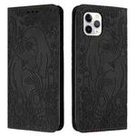 For iPhone 11 Pro Retro Elephant Embossed Leather Phone Case(Black)