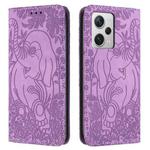For Xiaomi Poco X5 Pro/Redmi Note 12 Pro 5G Retro Elephant Embossed Leather Phone Case(Purple)
