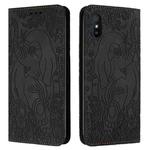 For Xiaomi Redmi 9A Retro Elephant Embossed Leather Phone Case(Black)