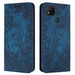 For Xiaomi Redmi 9C / 10A Retro Elephant Embossed Leather Phone Case(Blue)