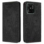 For Xiaomi Redmi 10C Retro Elephant Embossed Leather Phone Case(Black)