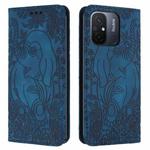 For Xiaomi Redmi 12C Retro Elephant Embossed Leather Phone Case(Blue)