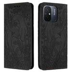 For Xiaomi Redmi 12C Retro Elephant Embossed Leather Phone Case(Black)