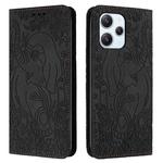 For Xiaomi Redmi 12 4G Retro Elephant Embossed Leather Phone Case(Black)