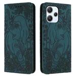 For Xiaomi Redmi 12 4G Retro Elephant Embossed Leather Phone Case(Green)