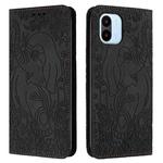 For Xiaomi Redmi A1 Retro Elephant Embossed Leather Phone Case(Black)
