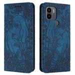 For Xiaomi Redmi A1+ Retro Elephant Embossed Leather Phone Case(Blue)