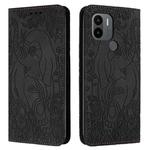 For Xiaomi Redmi A1+ Retro Elephant Embossed Leather Phone Case(Black)