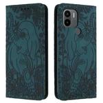 For Xiaomi Redmi A1+ Retro Elephant Embossed Leather Phone Case(Green)