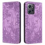 For Xiaomi Redmi Note 12 4G Global Retro Elephant Embossed Leather Phone Case(Purple)