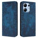 For Xiaomi Redmi Note 13 4G Retro Elephant Embossed Leather Phone Case(Blue)