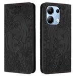 For Xiaomi Redmi Note 13 4G Retro Elephant Embossed Leather Phone Case(Black)