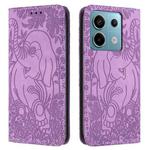 For Xiaomi Redmi Note 13 5G Retro Elephant Embossed Leather Phone Case(Purple)