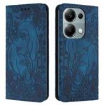 For Xiaomi Redmi Note 13 Pro 4G Retro Elephant Embossed Leather Phone Case(Blue)