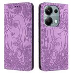 For Xiaomi Redmi Note 13 Pro 4G Retro Elephant Embossed Leather Phone Case(Purple)