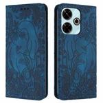 For Xiaomi Redmi 13 4G Retro Elephant Embossed Leather Phone Case(Blue)