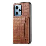 For Xiaomi Redmi Note 12 Pro 4G Crocodile Texture Card Bag Design Full Coverage Phone Case(Brown)