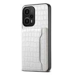 For Xiaomi Redmi Note 12 Turbo/Poco F5 Crocodile Texture Card Bag Design Full Coverage Phone Case(White)