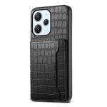 For Xiaomi Redmi 12/Note 12R Crocodile Texture Card Bag Design Full Coverage Phone Case(Black)