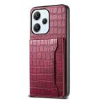 For Xiaomi Redmi 12/Note 12R Crocodile Texture Card Bag Design Full Coverage Phone Case(Red)