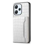 For Xiaomi Redmi 12/Note 12R Crocodile Texture Card Bag Design Full Coverage Phone Case(White)