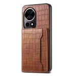 For Huawei nova 12 Pro Crocodile Texture Card Bag Design Full Coverage Phone Case(Brown)