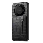 For Huawei Mate 60 Crocodile Texture Card Bag Design Full Coverage Phone Case(Black)