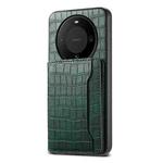 For Huawei Mate 60 Crocodile Texture Card Bag Design Full Coverage Phone Case(Green)