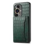 For Huawei nova 11 Crocodile Texture Card Bag Design Full Coverage Phone Case(Green)