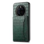 For Huawei Mate 50 Crocodile Texture Card Bag Design Full Coverage Phone Case(Green)