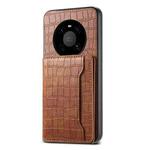 For Huawei Mate 40 Crocodile Texture Card Bag Design Full Coverage Phone Case(Brown)