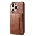 For Huawei Pura 80 5G Crocodile Texture Card Bag Design Full Coverage Phone Case(Brown)