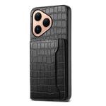 For Huawei Pura 80 5G Crocodile Texture Card Bag Design Full Coverage Phone Case(Black)