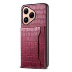 For Huawei Pura 80 5G Crocodile Texture Card Bag Design Full Coverage Phone Case(Red)