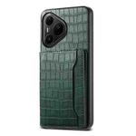 For Huawei Pura 80 Pro / 80 Pro+ 5G Crocodile Texture Card Bag Design Full Coverage Phone Case(Green)