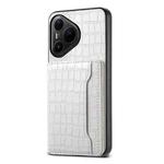 For Huawei Pura 80 Pro / 80 Pro+ 5G Crocodile Texture Card Bag Design Full Coverage Phone Case(White)