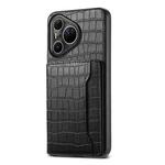 For Huawei Pura 80 Ultra 5G Crocodile Texture Card Bag Design Full Coverage Phone Case(Black)